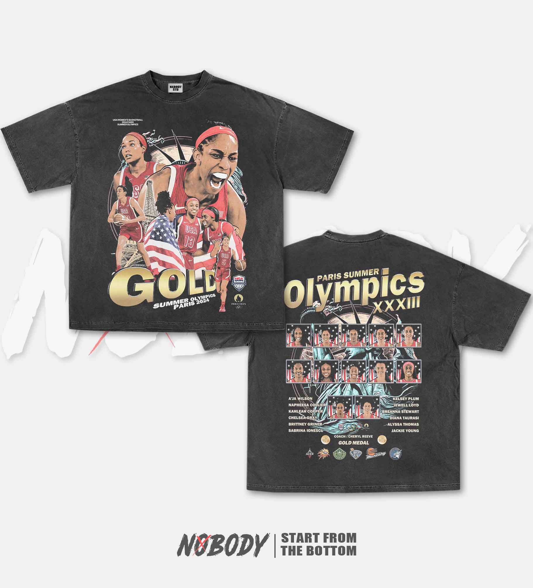 2024 USA WOMEN BASKETBALL GRAPHIC TEE 1.0 - KIDS